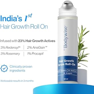 Be Bodywise 3% Redensyl & Rosemary Hair Growth Serum (Roll On) | Pack of 2 |with 2% Anagain | Thicker & Stronger Hair | Prevents Hairfall & Stimulates Hair Follicles | For All Hair Types | 50ml each