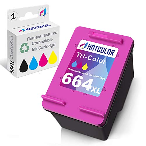Cheapest 🛒 HOTCOLOR 664XL Color Ink Cartridge Replacement for HP 664XL Ink cartridges for deskjet 2135 Printer deskjet Ink Advantage 3635 2675 3775 (1Color,1Pack)