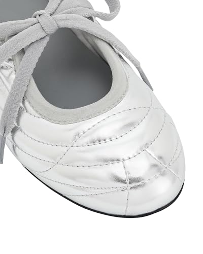 JW PEI Women's Erika Topstitching Lace-up Ballet Flats4