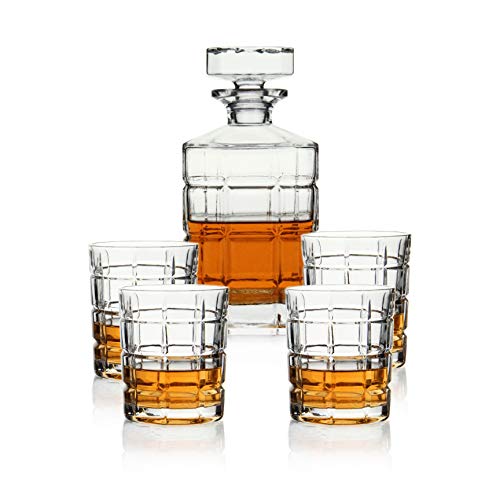 polar-effekt Whisky Karaffe 800 ml und 4 Whiskygläser 320 ml Set - Whiskey Geschenke für Männer - bleifreies Geschenkset für Papa - Männergeschenk zum Geburtstag