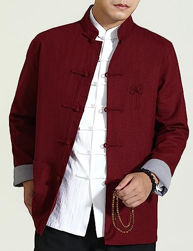 Ystylee Mens Tang Suit Jackets Mandarin Collar Handmade Frog Buttons Lightweight Chinese Traditional Clothes4