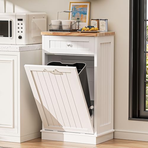 AHB White Tilt Out Trash Cabinet