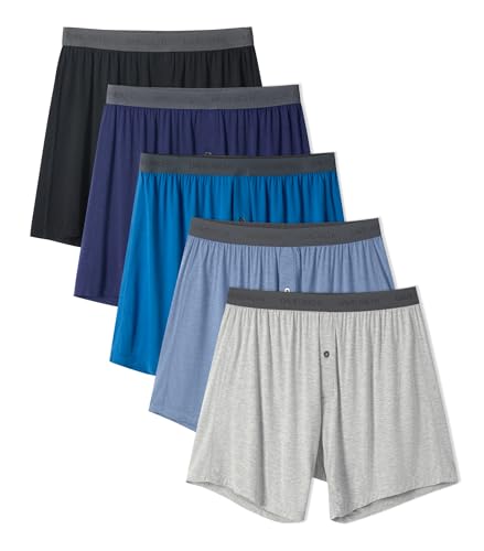 Image of DAVID ARCHY Men's Bamboo Rayon Boxers Breathable Cooling Mens Boxer Shorts with Button Fly Relaxed Fit Underwear 3 /4 /5 Pack