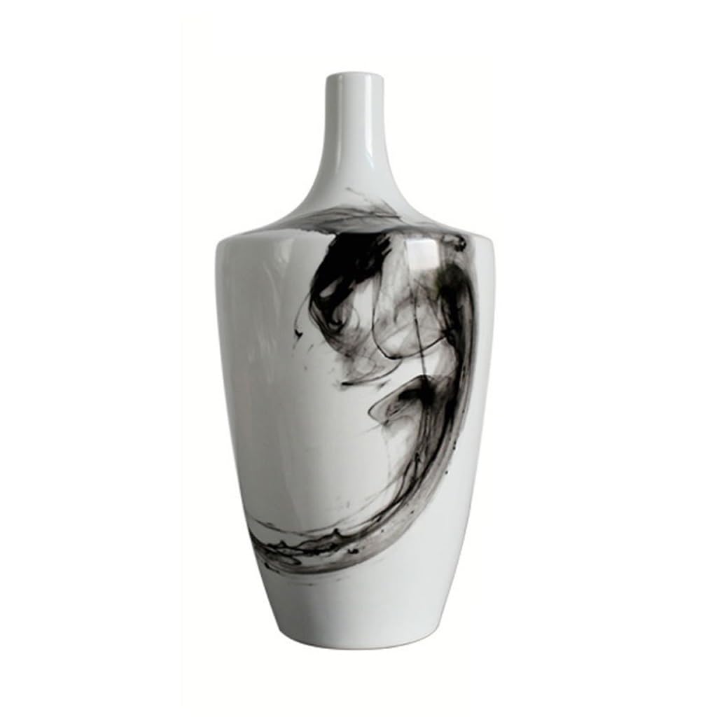 Bzgpmfud One Color Vase Desktop Flower Modern Chinese Ink Ceramic Living Room Entrance Arrangement Desktop Decoration Zen Ornament