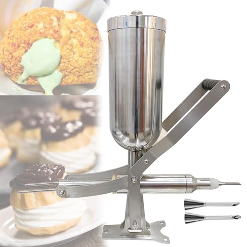 Máquina de llenado manual de donas, dispensador de crema de gelatina de acero inoxidable con tubos para hornear en la cocina, herramienta de inyección de pastelería