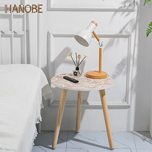 Hanobe Small Round Side Table Decor End Tables Modern White Accent Bedside Table For Living Room Small Spaces Bedroom Boho Farmhouse Decorative With 3 Wood Legs, Easy Assembly #TOP7
