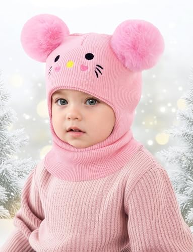 Happy Cherry Baby Scarf Hat Unisex Infant Toddler Kids Beanie Hats with Neck Warmer Windproof Hooded Hat2