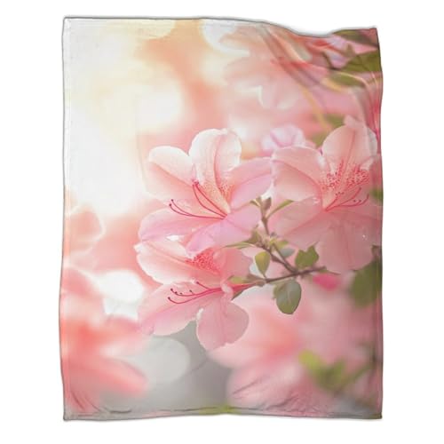 Couverture lit microfibre 127x152 cm avec impression fleurs style plaid
