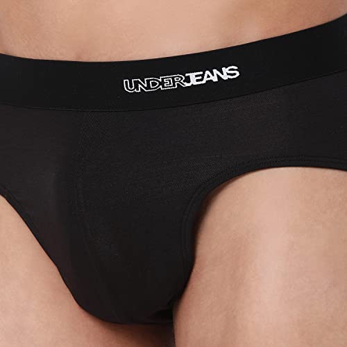Image of Underjeans Men Black Cotton Blend Brief