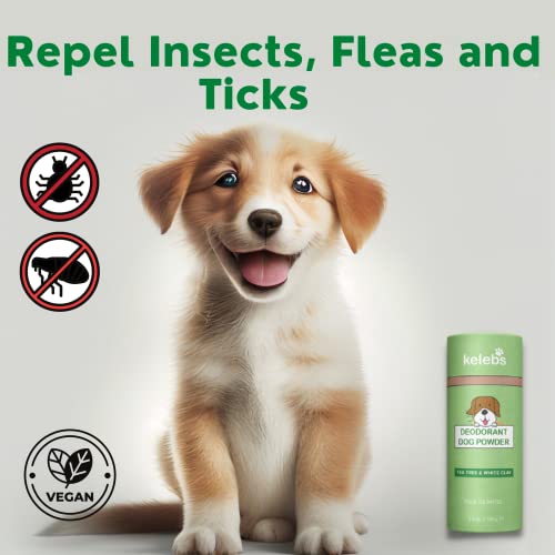 Kelebs Dog Dry Shampoo For Smelly Dogs | Waterless Dry Dog Shampoo Powder | Anti Itch Shampoo For Dogs | Skin Ear & Paw | Tea Tree Oil | Talc Free With Organic White Clay Vegan | No Plastic #TOP2