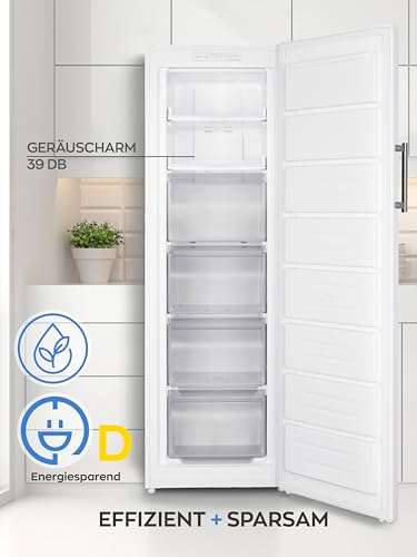 Heinrich´s Gefrierschrank 204L Temperatur: -14°C~-22°C, Volumen, Freezer, No-Frost Schutz, 4x Gefrierschubladen, 2x Schubfächer, LED-Display, wechselbarer Türanschlag, Alarmfunktion (weiß)