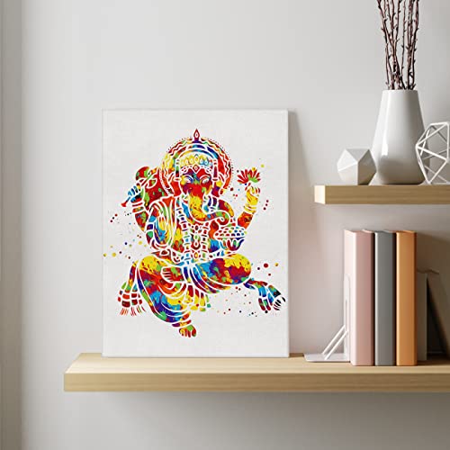 Ganesha Art Wall Art Canvas Ganesha Ganesh Lord Watercolor Prints Picture Buddha Yoga Poster Framed Home Studio Room Office Buddhist Artwork Wall Decor Wedding Gift 11.5" X 15" #TOP3