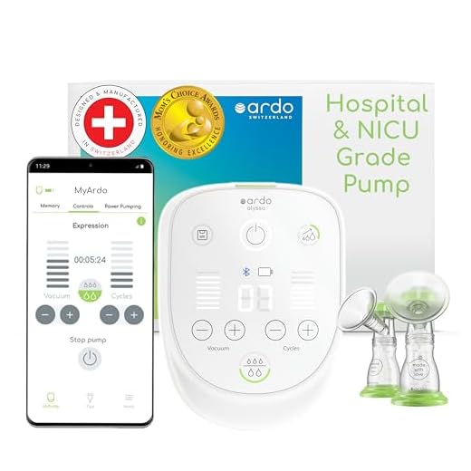Ardo Alyssa Hospital-Grade Breast Pump for Home, Swiss Made, Rechargeable – Medical Grade Breast Pump with Memory Function, Built in Power Pumping, MyArdo App – Mimics Baby's Natural Feeding Patterns