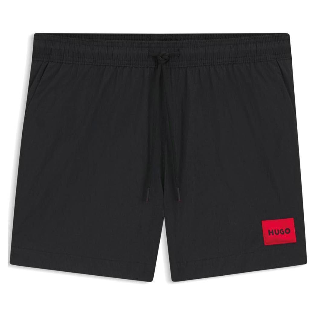 HUGO Dominica Tortoise Shell Swim Shorts, Black, Size M, Men