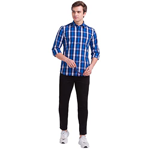 Image of Parx Men's Full Sleeve Slim Fit Dark Blue Casual Shirt