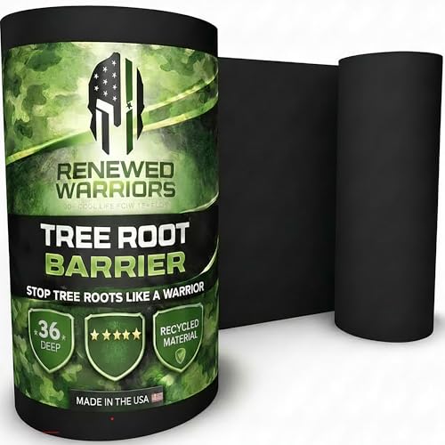 Renewed Warriors Tree Root Barrier Roll, HDPE Plastic Root Barrier Shield for Trees Aspens Invasive Roots, Puncture Resistant Easy Install Landscape Barrier for Yard Garden 36inx75Ft - 62.5mil