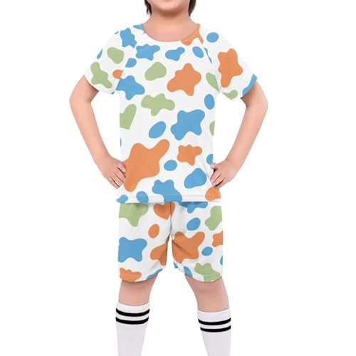 ORGYPET Youth Soccer Jersey Children's 2024 Trendy Football Suit Relaxed Simple Fit Youth Soccer Jerseys Boys Soccer Uniforms for Boys Toddler Children Teenagers, Colorful Cow Print, XS