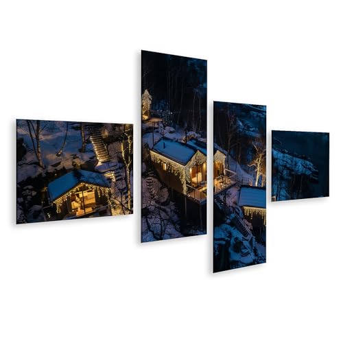 Impression sur toile nuit d'hiver et tableau deco montagne