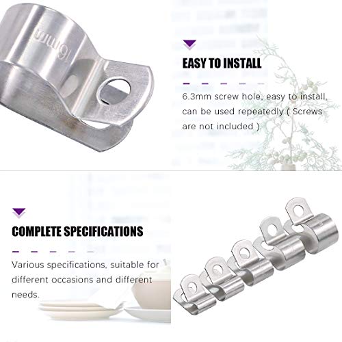 Swpeet 50Pcs 304 Stainless Steel 6mm-16mm Cable Clamps Assortment Kit, Without Rubber Cushioned Clamp, Metal Clamp - Image 4