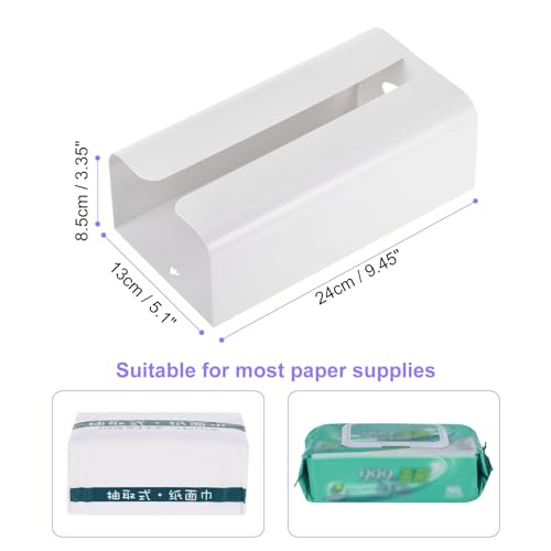 Uxcell Modern White Rectangular Carbon Steel Tissue Box Holder With Magnetic Bottom - Image 2