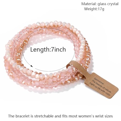 Boho Crystal Bracelet Set of 4pcs/set,4mm Beads Stackable Layering Stretch Bracelets for Women, Friendship Gifts4