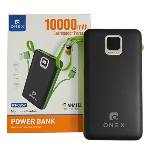 Carregador Portátil Power Bank 10000mAh Universal com Display LED...