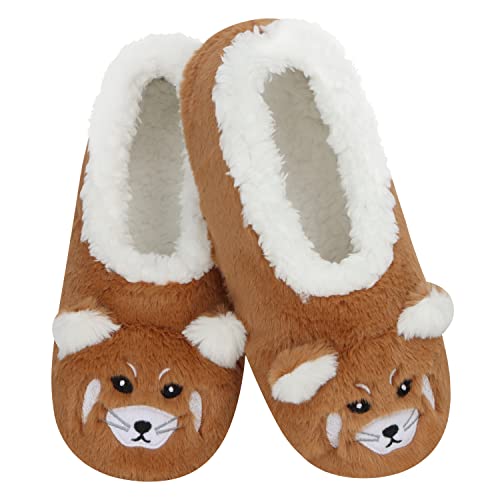 Image of Snoozies Womens Slipper Socks -Cozy Fuzzy House Slippers for Indoor Use - Soft Sole Slippers - Wild Animals