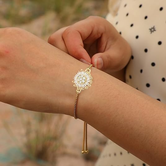 To My Granddaughter-Sunflower Mood Bracelet, Adjustable Rhinestone Sparkly Spinning Flowers Anxiety Wrist Bracelets Sunflowers Statement Worry Relieving Gift Jewelry2