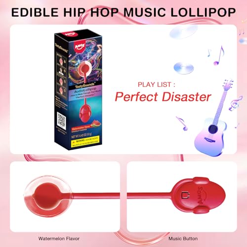 Amos Music Lollipop Candy, Audio Singing Lollipop, Unique Mother's Day Treat, Individually Wrapped Natural Watermelon Flavor (1 Pack) - image 6