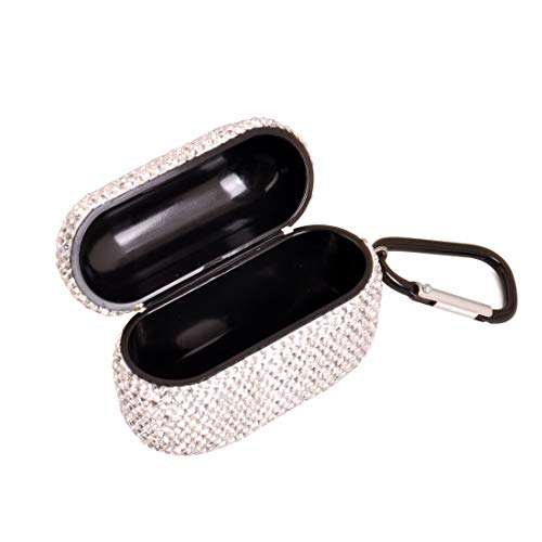 AXCUWS Sparkly Diamond Case for AirPods Pro 1&2 Generation with Keychain, Shockproof Protective Premium Bling Rhinestone Cover Skin Compatible with AirPods Pro Charging Case(PRO White+AB C2)