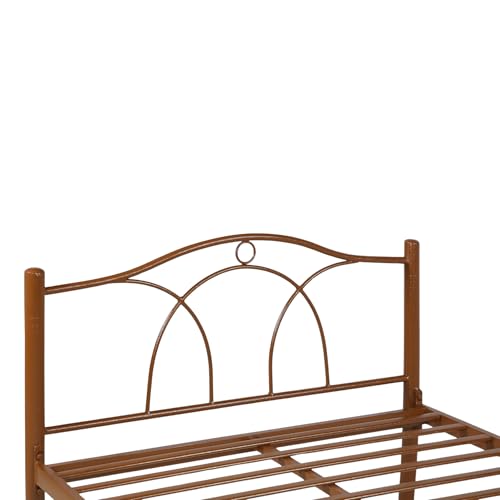Image of Alto Metal Single Size Bed Without Storage | Wrought Iron Single Bed with Headboard & Footboard| Sturdy Powder Coated Platform Cot for Bedroom, Living Room, (Alto Brown)