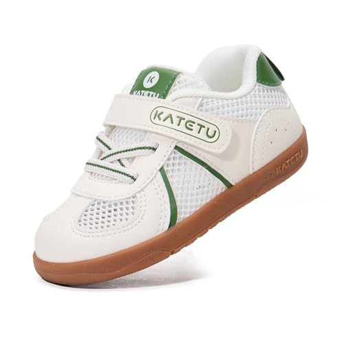 Toddler Wide Toe Box Shoes Boy Girls Walking Sneakers Breathable Non-Slip Tennis Outdoor Shoe 9 Toddler White/Green