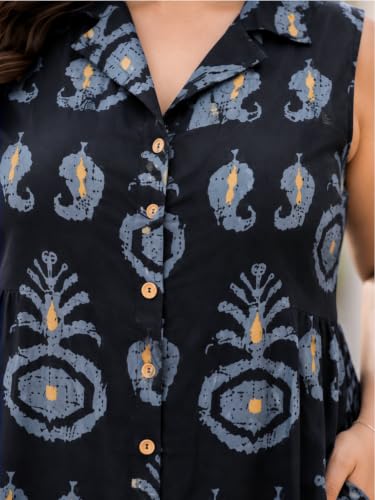 Image of Indietoga Women Plus Size Printed Cotton Midi A-line Dress (XL to 7XL)