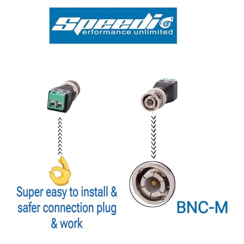 Image of Speedio BNC Connector Screw Type | BNC Male Screw Type For Camera, DVR, VCR, Surveillance System | Green - Pack of 20 Nos