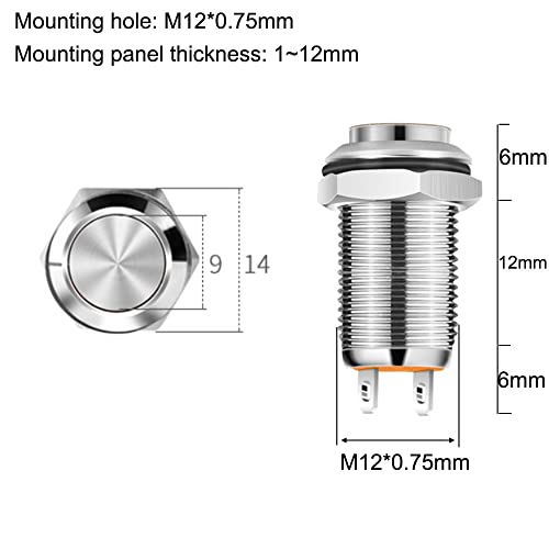 Gebildet DE463 4Pcs 12Mm 3A 12V/24V/110V/250Vac Waterproof Push Button Switch Latching Nickel-Plated Copper Push Button Switch On-Off thumb #1