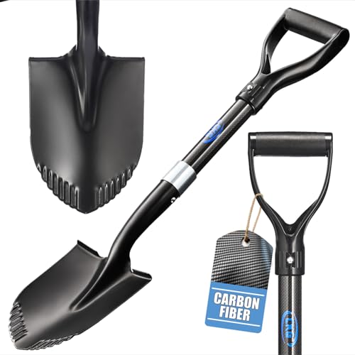 CKG Small Shovel Carbon 28 Inches Lightweight Camping Portable Shovel Ideal for Digging Small Garden Shovel with D Handle Round Point Blade Camp Shovel