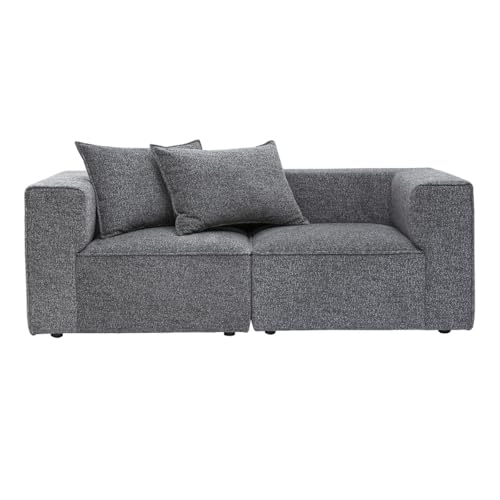 Miliboo Canapé modulable 2 Places en Tissu chiné Gris foncé Kerry