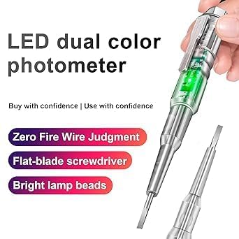 Image of 1 Pcs Electrical Tester Pen, 70-250V Induction Power Detector Pen Electrical Screwdriver Circuit Tester, Electrical Tester Pen with LED Color Light, Non-Contact AC Voltage Tester Pen.