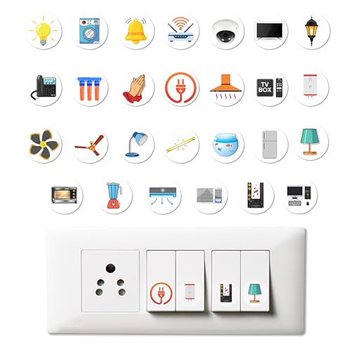Image of Trueflair Stickers for Switch Board for Home Wall Switches, Contain All Common Switch Stickers (Colourful Design 3)