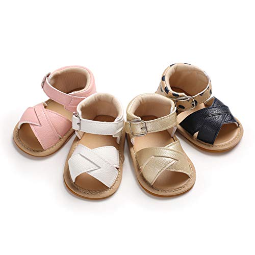 PanGa Baby Girls Sandals Rubber Sole Outdoor Infant First Walker Toddler Girls Summer Shoes (Gold, 0_months)