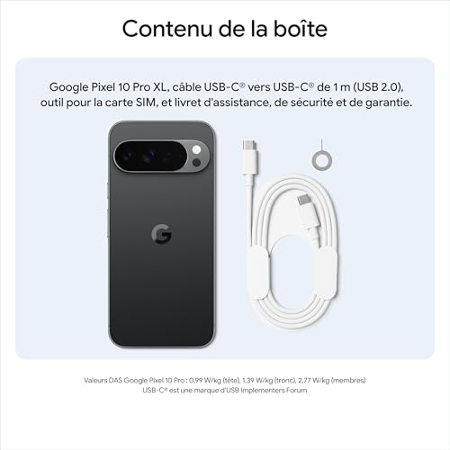 Google Pixel 10 Pro XL – Smartphone Android débloqué avec Gemini, Triple Appareil Photo arrière, Plus de 24 Heures d'autonomie et écran Super Actua 6,8 Pouces – Noir Volcanique, 256GB