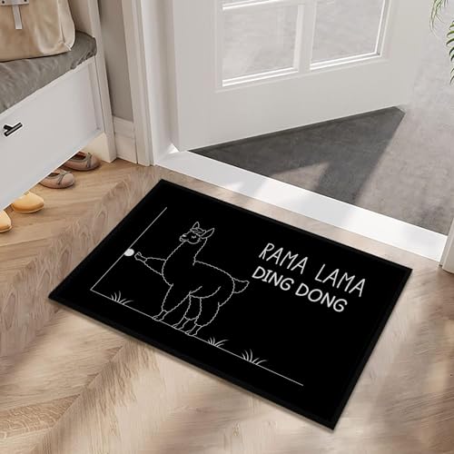 OM3® lustige Fußmatte mit Spruch - Rama Lama Ding Dong Alpaka II - für Innen - rutschfest & waschbar - 60x40cm -