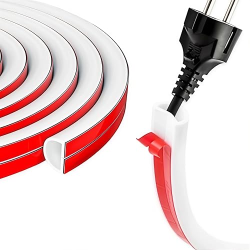 3M Canaleta Adhesiva para Cables de Pared, Canales de Cable Semicirculares, Mini Canaleta de Cables, Sin Taladrar, Oculta Cables de TV y Red, Canaletas para Cableado Doméstico y Oficina