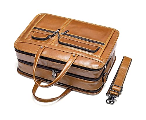 Leather Briefcases for Men 13.3 Inch Laptop Handbag Large Capacity Expandable Business Vintage3