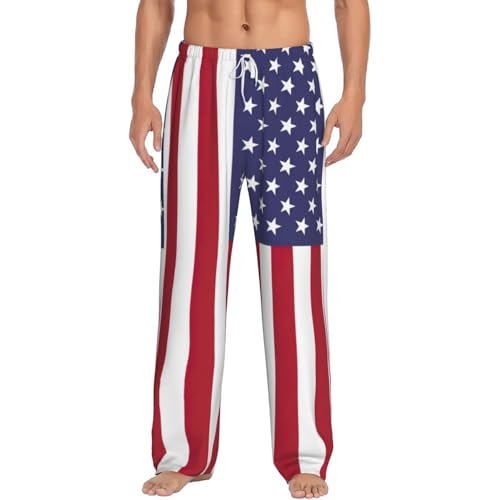 American flag print Mens Sleepwear Pajamas Pants with Pockets Soft Sleep Lounge Bottoms Sleep Pj Bottoms for Men
