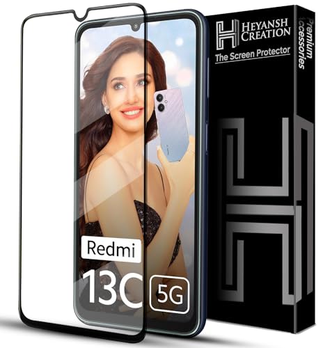 Image of Tempered Glass Screen Protector Compatible for Redmi 13C 5G with Edge to Edge Coverage and Easy Installation Kit, Pack of 1 (Redmi 13C)