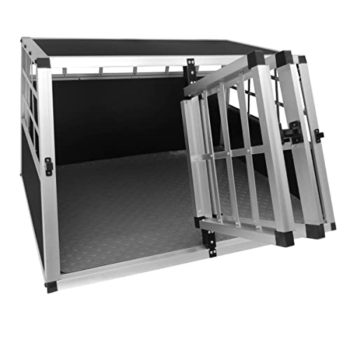 Auto Hundetransportbox kleine Doppelbox Hundebox Transportbox Gitterbox Fahrzeugbox Kofferraumbox Katzen Hunde Aluminium Trapez