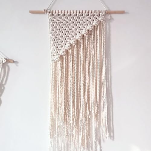 Tenture murale tissée main en macramé beige, finitions de haute précision 30x60