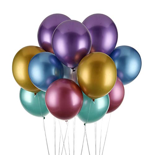 Herefun Globos Metalizados, 50 Piezas Globo Látex Metálico Globos metálicos de Fiesta Globos metálicos Brillantes Globos De Helio para cumpleaños, Bodas, Baby Shower y Decoraciones