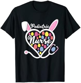 Stethoscope Heart Pediatric Nurse Easter Bunny Easter Egg T-Shirt